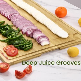 Extra Large Cutting Board for Kitchen, 30 x 20 Inch Bamboo Wood Cutting Board With Juice Groove and Handles, Chopping Board Over Sink Board for Meat, Vegetables, Turkey Carving, Bbq