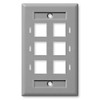 NavePoint Keystone Jack Wall Plate 6-Port, Low Profile, Single Gang,