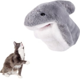 Lyreh Cat Wrestling Toy Puppet, 7.87x5.91in PP Cotton Interactive Cat Pet Toy Boxing Gloves for Safe Interactive Play with Kitten and Puppy Dogs(Shark Style)