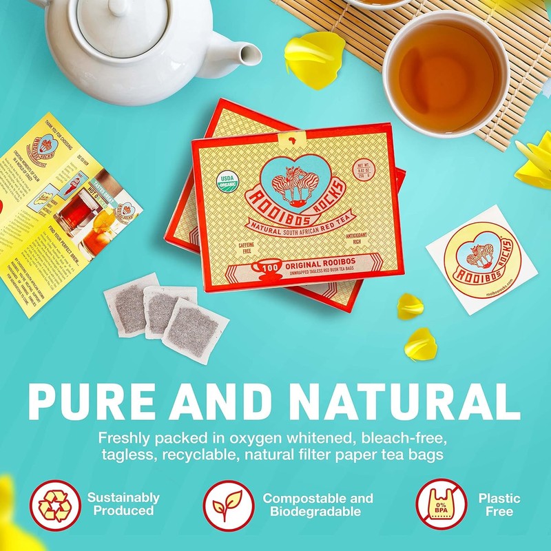 Caffeine Free Tea Organic Rooibos Tea Bags 200 - Naturally