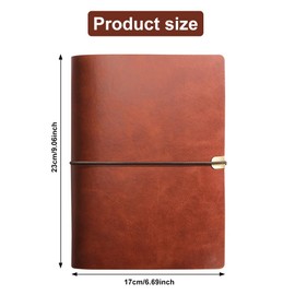Leather Notebook A5 Refillable, Leather Book Refillable Leather Diary, Ring Binder Leather Notebook Diary, Vintage Refillable Notebook for Girls, Boys, Women, Men, A5 23 x 17 cm, Brown