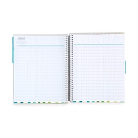 Erin Condren Spiral Teacher Record Book 7" x 9" Platinum-Coiled Notebook with 160 Pages, Colorful Tabbed Sections, Sturdy Laminated Cover, Designed for Tracking Grades, Learn, Teach, Inspire