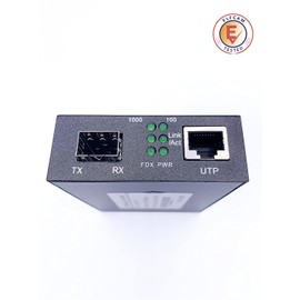 Elfcam® - Fiber Converter with SFP Port, RJ45 Gigabit / Module Mini-GBiC SFP Multimode Converter - Single Mode / 0.55km - 20km (2 RJ45 Ports)