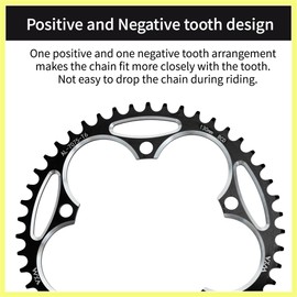 QUARKZMAN Narrow Wide Chainring for Speed Road Bike for 130 BCD Bicycle Chainring 199.55 mm/7.86 Inch Black CNC Aluminium Alloy Pack of 1