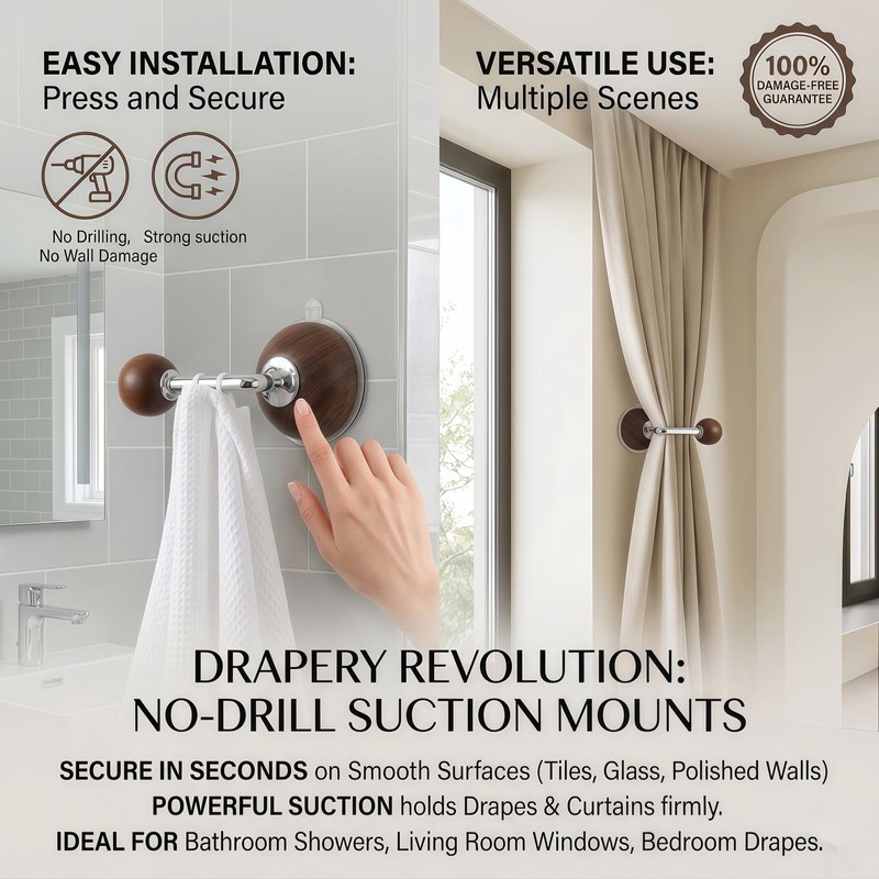 1Pair 5.3 Inch Curtain Holdbacks - Suction Cup Curtain Hooks