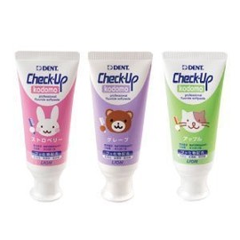 Lion DENT Check-Up Kodomo Toothpaste, Set of 3 Flavors (Strawberry, Grape, Apple)
