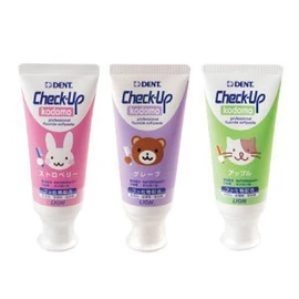 Lion DENT Check-Up Kodomo Toothpaste, Set of 3 Flavors (Strawberry, Grape, Apple)