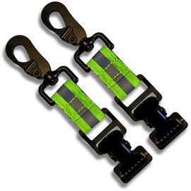 [ 2 Pack ] Firefighter Gloves Holder with Alligator Clips, 360° Buckle, Reflective Strap (Green)