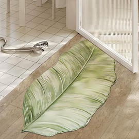 YOOCHUENG Bath Mat Ultra Thin Leaf Shaped Floor Mat Quick Dry, Non Slip Water Absorbent Shower Rug,Diatomite Bathmat for Bedroom Toilet | Washable Bathroom Accessories Home Essentials 50 x 100cm
