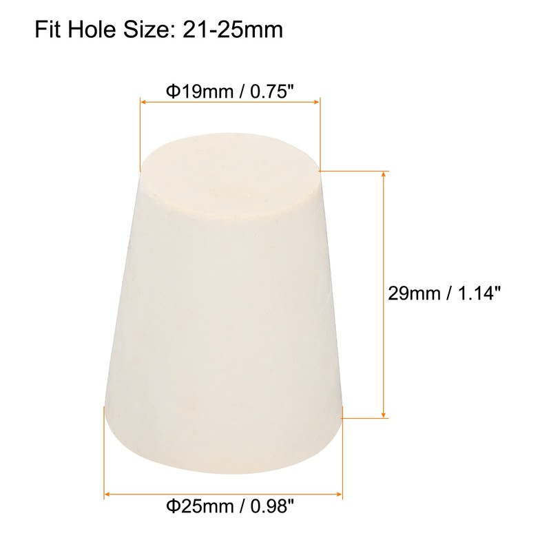 sourcing map Rubber Tapered Plug 19mm to 25mm Solid Test