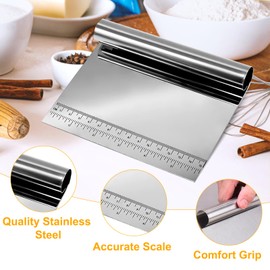 HENGBIRD Pack of 2 Vegetable Shovel Dough Card Stainless Steel Dough Cutter Dough Scraper Stainless Steel Dough Spatula Kitchen Scraper Cooking Spatula Kitchen Spatula for Bread Fruit Vegetable Baking