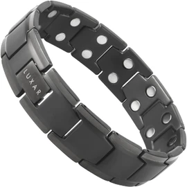 LUXAR Men's Titanium Magnetic Linked Bracelet | Double Magnet Strength with Powerful Rare-Earth Neodymium Magnets (Brushed Gunmetal Grey)