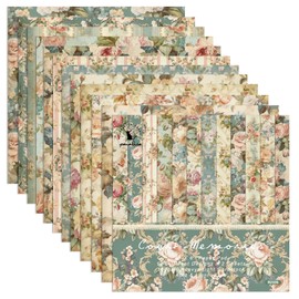 GLKTOPO Vintage Floral Scrapbook Paper Pad 24 Sheets Pink Flowers Patterned Cardstock 6 Inches Single-Sided Decorative Craft Paper for Card Making Photo Album Journal DIY Craft (B-Style)