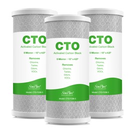 SimPure 4.5" x 10" Carbon Whole House Water Filter 5 Micron Coconut Shell Charcoal Replacement Cartridges for System Housing DB10P, DB10C, FC15B, GE GXWH40L, GXWH35F, BB-10B, FXHTC, WGB21B, 3-Pack