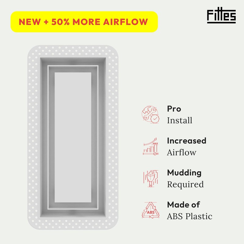 Fittes Flush Wall Vent [Lite+] - 6"x14" - Cotton White