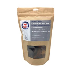American Ostrich Farms | Smoked Ostrich Knuckle Bones - All Natural Pet Treats - High in Protein and Essential Nutrients, 14 oz Bag