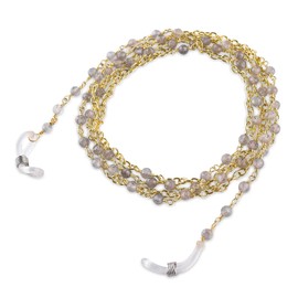 InfinityGemsArt Natural Labradorite Gemstone Beads Eye Glasses Holders Chain, Crystal Gold Plated Bar Rosary Spectacles Chain For Women, Eyewear Jewelry Accessory 34 Inches