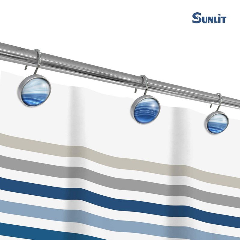 Sunlit Round Crystal Glass Decorative Shower Curtain Hooks, Rust Proof