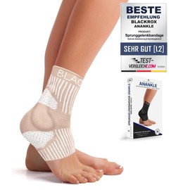 BLACKROX Ankle Bandage [Comparison Winner 2024] Size S-L | For Men and Women | Bandage for the Ankle | Perfect for Sports, Football, Jogging & Bodybuilding | ANKLE | Beige Size L
