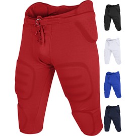 Penveer Football Pants Adults - Safety Integrated Comfortable Football Practice Pants for Men (Red, A2XL)