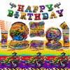 Ywediim Dirt Bike Birthday Party Supplies Includes Happy Birthday Banner