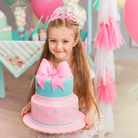 SuPoo 4th Birthday Headband Flower Birthday Crown for Girls Princess Tiara 4th Birthday Decorations for Girl Hair Band Cute 4 Year Old Birthday Party Decorations Accessory