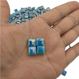 500g Square Ceramic Mosaic Tiles, 500 Pieces, 1x1cm Handmade Creative Micro Mosaic Pieces for Lovers, DIY Mosaic Projects and Home Decorations (Iridescent Sky Blue)