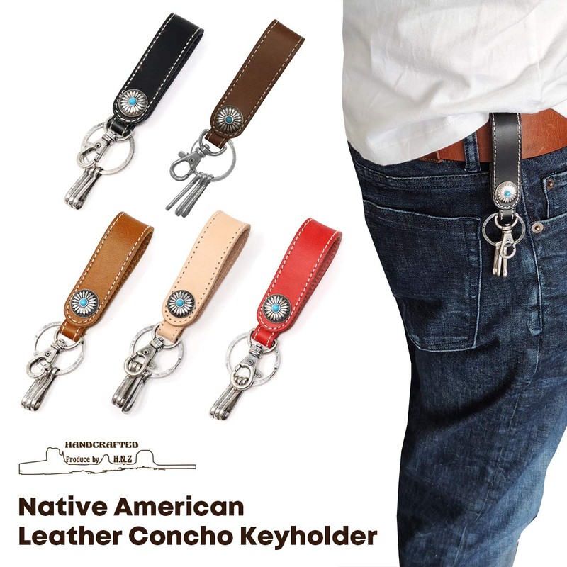 H.N.Z Native American Leather Men's Key Chain Concho Kokopelli Keychain