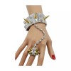 Unbranded Women Silver Metal Hand Chain Gold Spikes Bracelet Ring