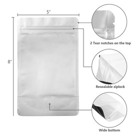 LZLPACKING 100 Pieces resealable Mylar Bags with Clear Front Window,Smell Proof Edible Packaging Bags,Sample Bags,ziplock Stand up Pouches Bags for Food Storage(black,5×8 Inch/12.7 x 20.3cm)