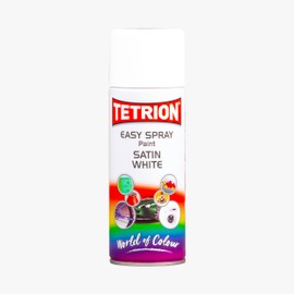 Tetrion Easy Spray Paint – Satin White 400ml - All-Purpose Fast Drying Acrylic Spray for Wood, Metal, Plastic, Ceramic & More, Smooth Base Coat - Indoor & Outdoor Use, 13.5 Oz