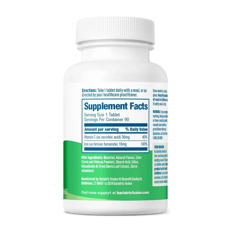 Bariatric Fusion Hierro 18mg Vitamina C 36mg 90 Tabletas Sabor