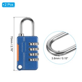 PATIKIL Security Steel Cable with 4 Digit Combination Lock, 2 Set 3.3Ft Coated Safety Wire Rope Double Loop Padlock for Outdoor Travel Luggage, Blue