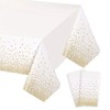 Gexolenu 2 Pack White and Gold Disposable Plastic Tablecloth for