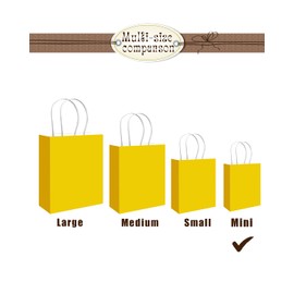 Bakepacker 100 Pcs Bright Yellow Mini Paper Gift Bags with Handles 6"x4.5"x2.5" Party Favor Bags Multiple Uses (Mini size)