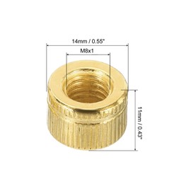 PATIKIL M8x1.25 Cap Nut, 10 Pack Acorn Nut Screw Knob Cap Insert Bolt Cover Female Thread Knurled Decorative Hardware Fittings Light Fixtures Gold Tone