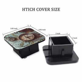 Beabes Trailer Hitch Covers Compass, Ancient World Map Compass Necklace Anti-Loss Hitch Cover Fits 2" Hitch Receivers for Trucks, Tough Receiver Tube Hitch Cover Plug for Cars