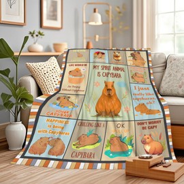 Gelasgo Capybara Blanket - Ultra Soft Flannel & Plush, Cute Capybara Gift for Adults, Kids | Cozy Warm Lightweight, All-Season Bedding for Sofa, Bed, Travel 100x130cm
