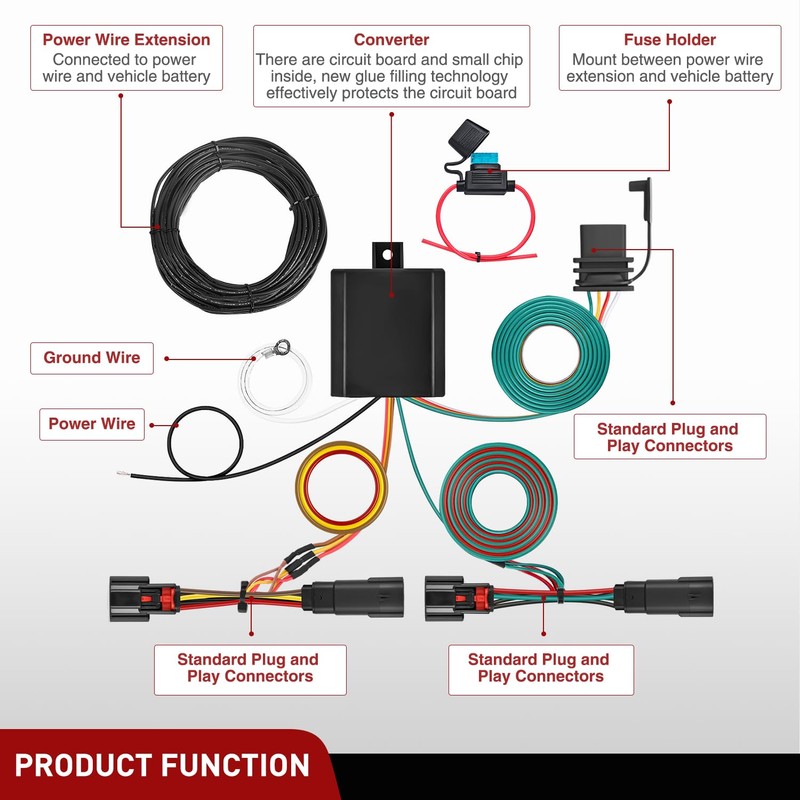 Nilight 4 Pin Trailer Wiring Harness Kit 56406 Vehicle Standard
