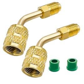 HZMM R410a Adapter for Mini Split System, 5/16 Inch SAE Female Quick Couplers to 1/4 Inch SAE Male Flare for HVAC, Mini Split Adapter, R410a Charging Vacuum Port Adapter, with Thimble, 2 Pack