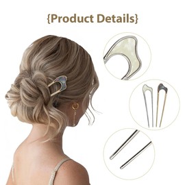 Metal U Shaped French Hair Pin Gold and Silver for Long and Thick Hair- Prong Updo Chignon Hair Pin Fork for Women Buns Hair Accessories-2 Pack