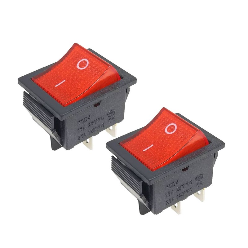 2x Kippschalter Wippschalter 4 polig Rot Schwarz ON/OFF 16A/250V Kunststoff