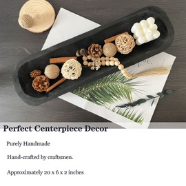 hanlin Wooden Dough Bowl Decor , Vintage Wooden Bowl Hand Carved Home Decor for Dining Table Center, Living Room, Kitchen Decor.