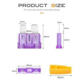 Flaconi Pack of 20 car fuses, fuses car, blade fuses, car fuse, blade fuses, car fuse, suitable for cars, trucks, motorcycles (35A)