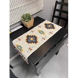 "Create a Stylish Camping Scene" Ortega Design Table Runner, Camping Outdoor, Native Pattern, Lunch Mat, Table Mat, Table Mat, Cafe, Tent, 13.8 x 47.2 inches (35 x 120 cm)