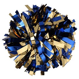 Metallic Cheerleader Cheerleading Pom Poms 6 inch 1 Pair (Royal Blue/Gold)
