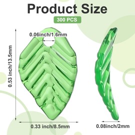 300 Pcs Leaf Beads for Jewelry Making, Ymapinc Green Acrylic Leaf Charms, Acrylic Leaves Shaped Beads Charms, Leaves Jewelry Pendants for DIY Earrings & Necklaces