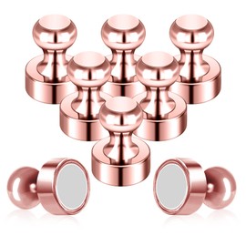 Pack of 8 Rose Gold Magnets Pink Push Pins Magnets Ideal Whiteboard Magnets Refrigerator Magnet Adult Small Strong Magnets for Kitchen Classroom Office