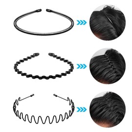 Metal Headband Hair Hoop, 8 Pcs Spiral Wavy Headbands Fashion Hair Band for Men Women Non-Slip Headband Accessories with 10 Pcs Hair ties