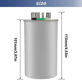 Tnisesm 45+5 uF 45/5 MFD ± 6% 370V/440V AC CBB65B condensador de arranque circular de doble carrera, 10 terminales de pala, condensador para motor de CA o arranque de ventilador o condensador recto